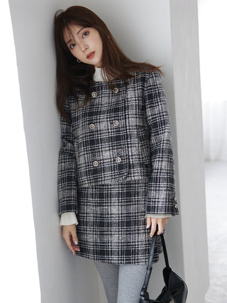 Tweed Wool Skort in checkered, Premium Fashionable Women's Skirts & Skorts at SNIDEL USA.