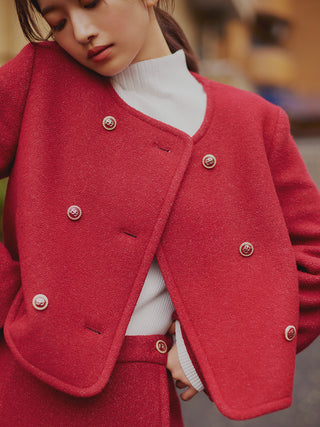 Tweed Wool Skort in red Premium Fashionable Women's Skirts & Skorts at SNIDEL USA.