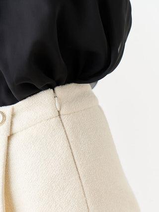 Tweed Wool Skort in ivory, Premium Fashionable Women's Skirts & Skorts at SNIDEL USA.