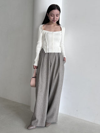 Waist layered pants in Beige, Premium Fashionable Women's Pants at SNIDEL USA