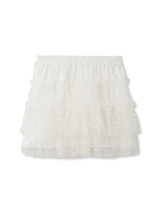 Tulle Mini Skirt Shorts in Ivory, Premium Fashionable Women's Skirts & Skorts at SNIDEL USA.