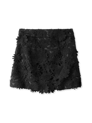 Floral Lace Mini Skort in Black, Premium Fashionable Women's Skirts & Skorts at SNIDEL USA.