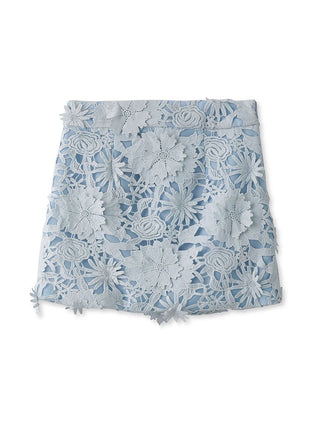 Floral Lace Mini Skort in Light Blue, Premium Fashionable Women's Skirts & Skorts at SNIDEL USA.