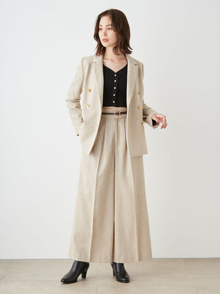 High-Waisted Wide-Leg Palazzo Trouser in Beige, Premium Fashionable Women's Pants at SNIDEL USA