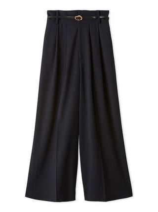 High-Waisted Wide-Leg Palazzo Trouser in Navy, Premium Fashionable Women's Pants at SNIDEL USA