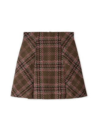 Roving Check Skirt Shorts in Brown, Premium Fashionable Women's Skirts & Skorts at SNIDEL USA