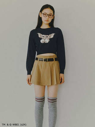 Belted Pleated Mini Skirt in Beige, Premium Fashionable Women's Skirts & Skorts at SNIDEL USA