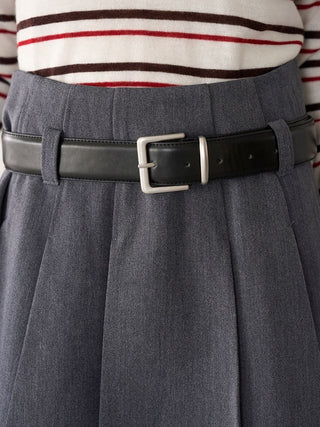 Belted Pleated Mini Skirt in Gray, Premium Fashionable Women's Skirts & Skorts at SNIDEL USA