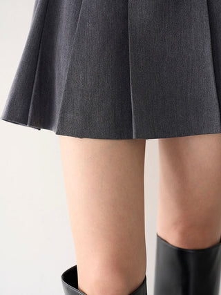 Belted Pleated Mini Skirt in Gray, Premium Fashionable Women's Skirts & Skorts at SNIDEL USA