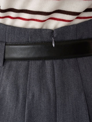 Belted Pleated Mini Skirt in Gray, Premium Fashionable Women's Skirts & Skorts at SNIDEL USA