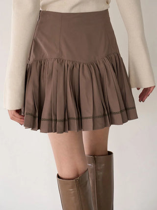 Cotton-like Frill Short Skirt in Mocha, Premium Fashionable Women's Skirts & Skorts at SNIDEL USA