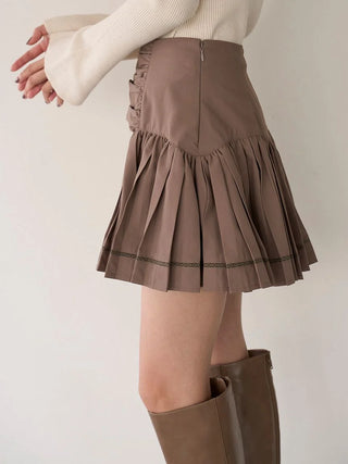 Cotton-like Frill Short Skirt in Mocha, Premium Fashionable Women's Skirts & Skorts at SNIDEL USA