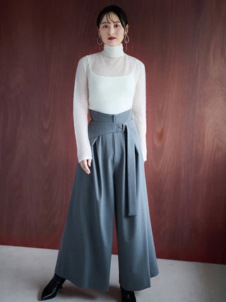 Belted Tuck Wide Pants