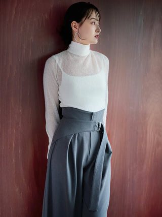 Belted Tuck Wide Pants