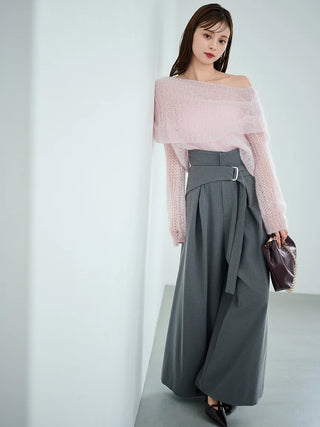 Belted Tuck Wide Pants