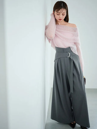 Belted Tuck Wide Pants