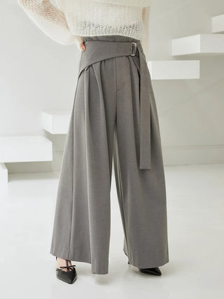 Belted Tuck Wide Pants