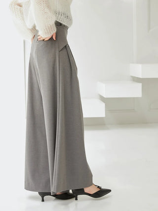 Belted Tuck Wide Pants