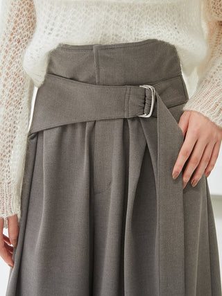 Belted Tuck Wide Pants