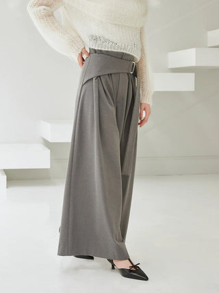 Belted Tuck Wide Pants