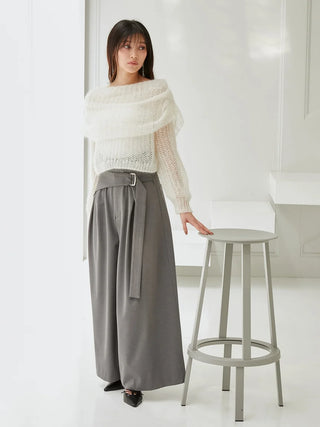 Belted Tuck Wide Pants