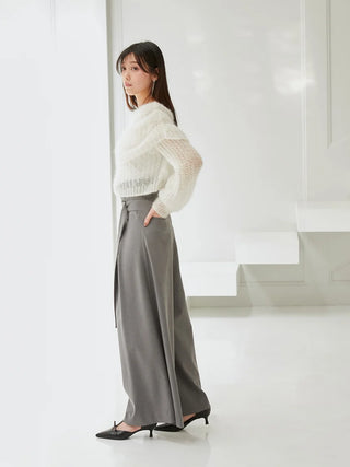 Belted Tuck Wide Pants