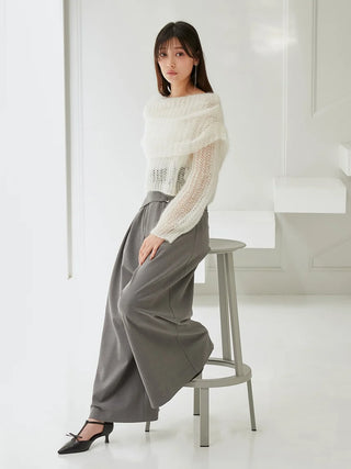 Belted Tuck Wide Pants