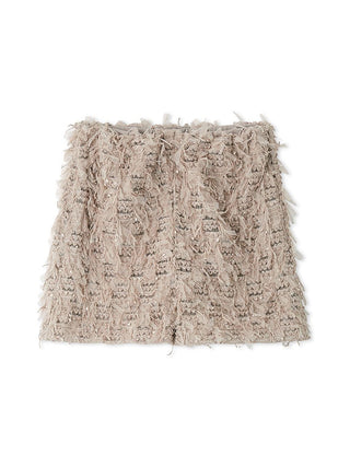 Textured Tulle Fringe High Waist Shorts in Gray, Premium Fashionable Women's Skirts & Skorts at SNIDEL USA