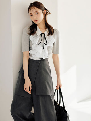 Layered Asymmetrical Wide-Leg Trousers