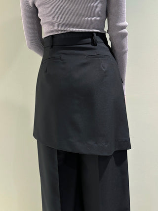 Layered Asymmetrical Wide-Leg Trousers