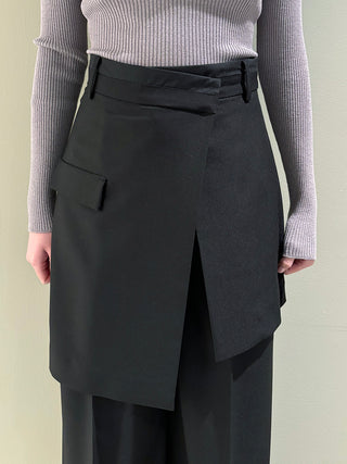 Layered Asymmetrical Wide-Leg Trousers