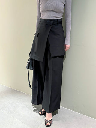 Layered Asymmetrical Wide-Leg Trousers