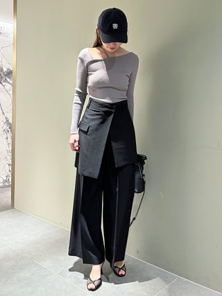 Layered Asymmetrical Wide-Leg Trousers