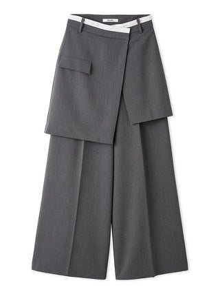 Layered Asymmetrical Wide-Leg Trousers in GRAY, Premium Fashionable Women's Pants at SNIDEL USA.