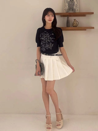 Pleated Belted Skort
