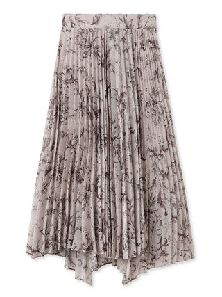 Printed Pleated Maxi Skirt in gray, Premium Fashionable Women's Skirts & Skorts at SNIDEL USA