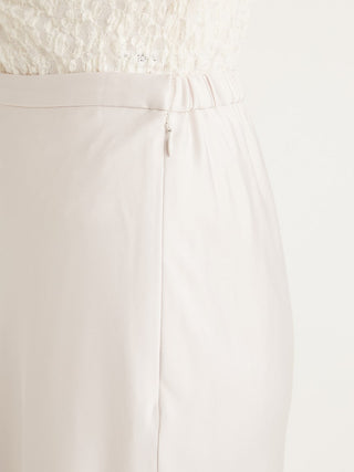  Acetate Satin Maxi Skirt in off-white, Premium Fashionable Women's Skirts & Skorts at SNIDEL USA