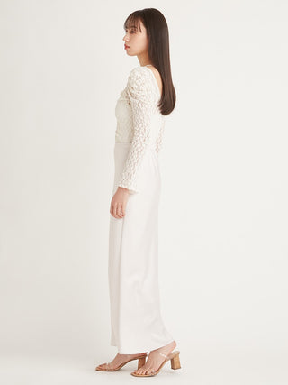  Acetate Satin Maxi Skirt in off-white, Premium Fashionable Women's Skirts & Skorts at SNIDEL USA