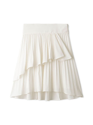 Pleated Tiered Draped Mini Skirt in White, Premium Fashionable Women's Skirts & Skorts at SNIDEL USA