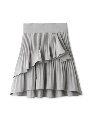 Pleated Tiered Draped Mini Skirt in Light Gray, Premium Fashionable Women's Skirts & Skorts at SNIDEL USA