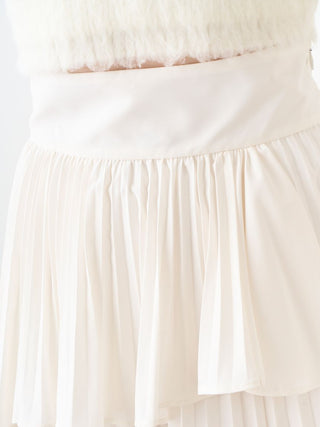Pleated Tiered Draped Mini Skirt in White, Premium Fashionable Women's Skirts & Skorts at SNIDEL USA