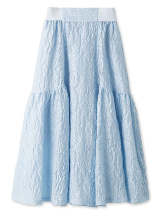 Embossed Jacquard Volume Gather Midi Skirt in blue, Premium Fashionable Women's Skirts & Skorts at SNIDEL USA.