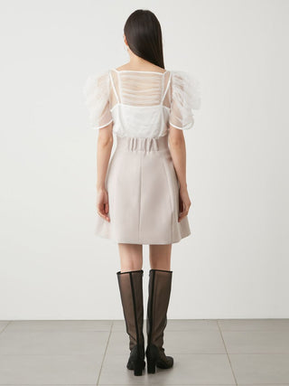 High-Waisted Mini Skirt in Gray Beige, Premium Fashionable Women's Skirts & Skorts at SNIDEL USA.