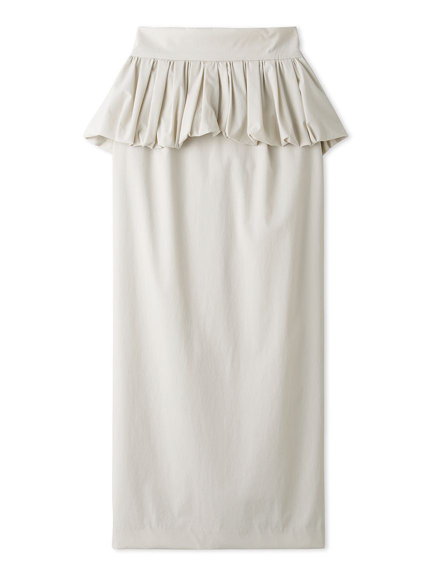 Stylish High Waisted Peplum Midi Skirt 1 MEDIUM Ivory