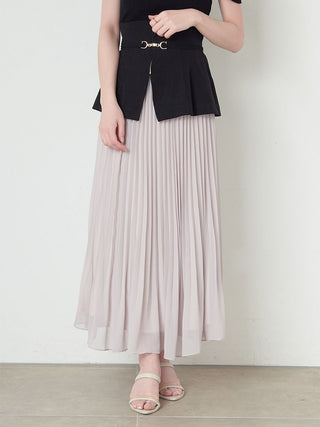 High-Waisted Belted Pleated Maxi Skirt in Gray at Premium Fashionable Women's Skirts & Skorts at SNIDEL USA