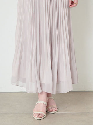 High-Waisted Belted Pleated Maxi Skirt in Gray at Premium Fashionable Women's Skirts & Skorts at SNIDEL USA