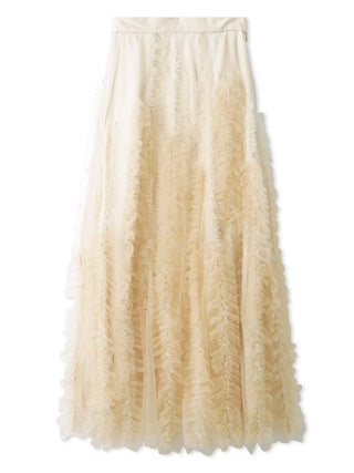 Random Ruffle Tulle Maxi Skirt in IVORY, Premium Fashionable Women's Skirts & Skorts at SNIDEL USA.