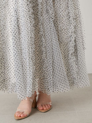 Random Ruffle Tulle Maxi Skirt in DOT, Premium Fashionable Women's Skirts & Skorts at SNIDEL USA.