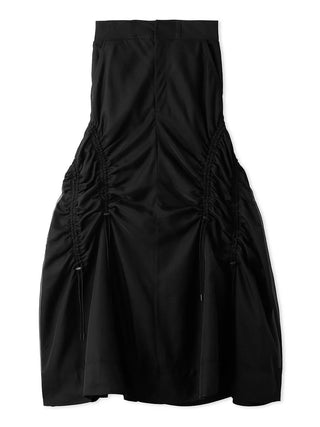 Sustainable Organza Drawstring Ruched Maxi Skirt in Black a Premium Fashionable Women's Skirts & Skorts at SNIDEL USA