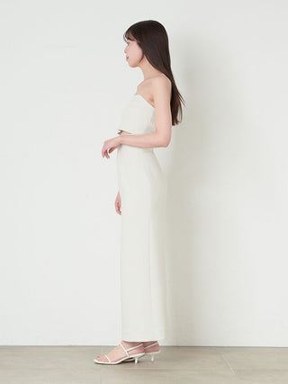 Strapless Cutout Maxi Dress in Ivory at Luxury Women's Dresses at SNIDEL USA